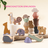 🦁🌳 Montessori ZOO – Holz-Balancier- und Stapelspiel für Kinder ab 2 Jahren ⚖️✨