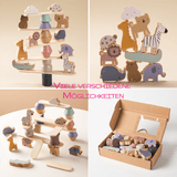 🦁🌳 Montessori ZOO – Holz-Balancier- und Stapelspiel für Kinder ab 2 Jahren ⚖️✨