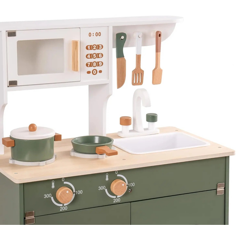 Spielküche Vintage Green – Montessori Holz-Spielküche (3+ Jahre)