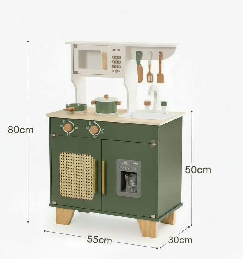 Spielküche Vintage Green – Montessori Holz-Spielküche (3+ Jahre)