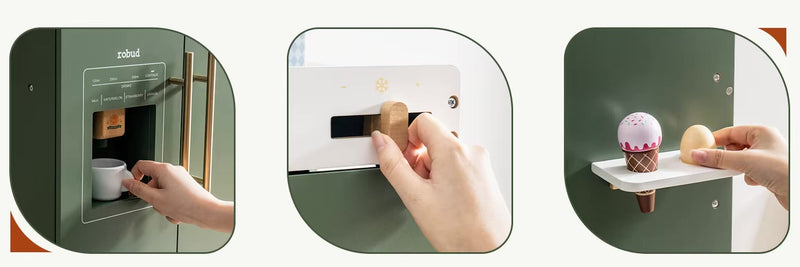 Kühlschrank Vintage Green – Montessori Holz-Spielküche (3+ Jahre)