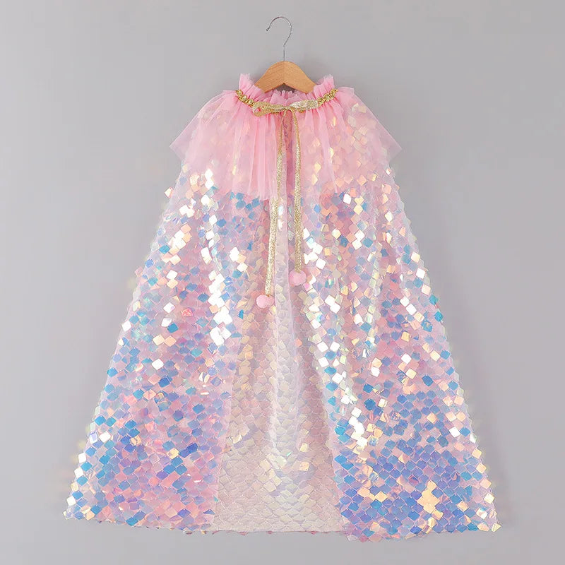 Glitzerzauber Pailletten-Umhang – Prinzessinnen-Kostüm für Kinder