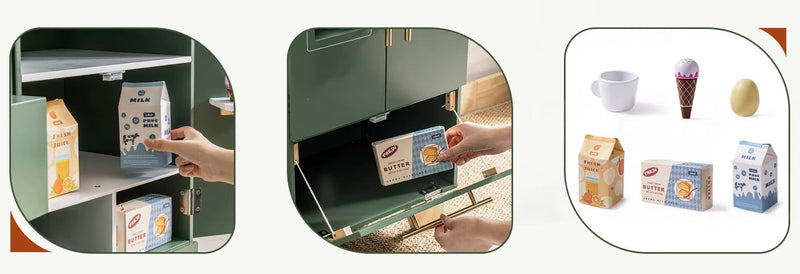 Kühlschrank Vintage Green – Montessori Holz-Spielküche (3+ Jahre)