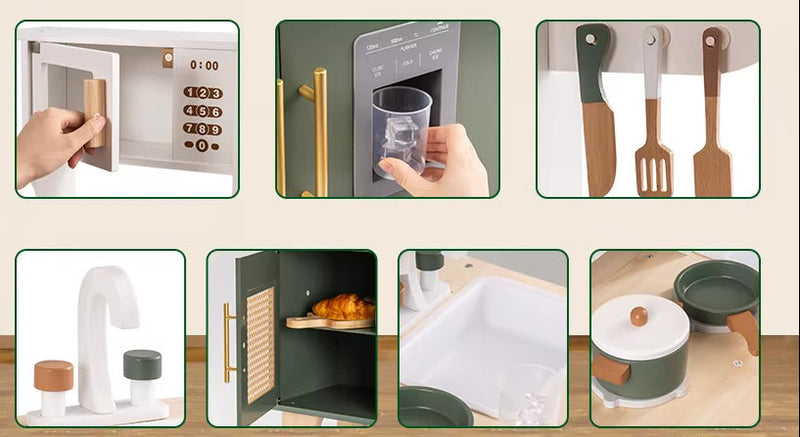 Spielküche Vintage Green – Montessori Holz-Spielküche (3+ Jahre)