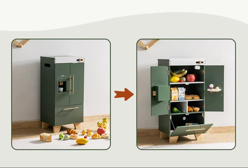 Kühlschrank Vintage Green – Montessori Holz-Spielküche (3+ Jahre)