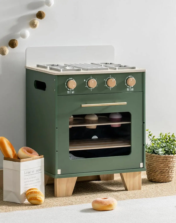 Backofen Vintage Green – Montessori Holz-Spielküche (3+ Jahre)