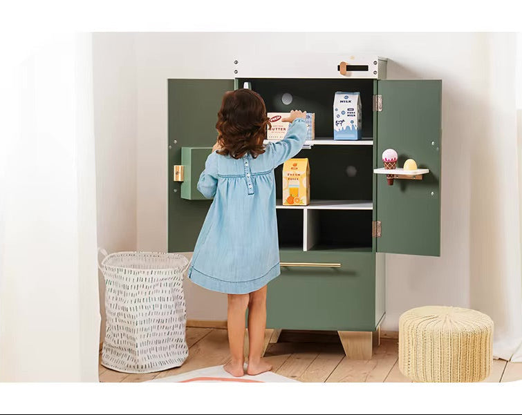 Kühlschrank Vintage Green – Montessori Holz-Spielküche (3+ Jahre)