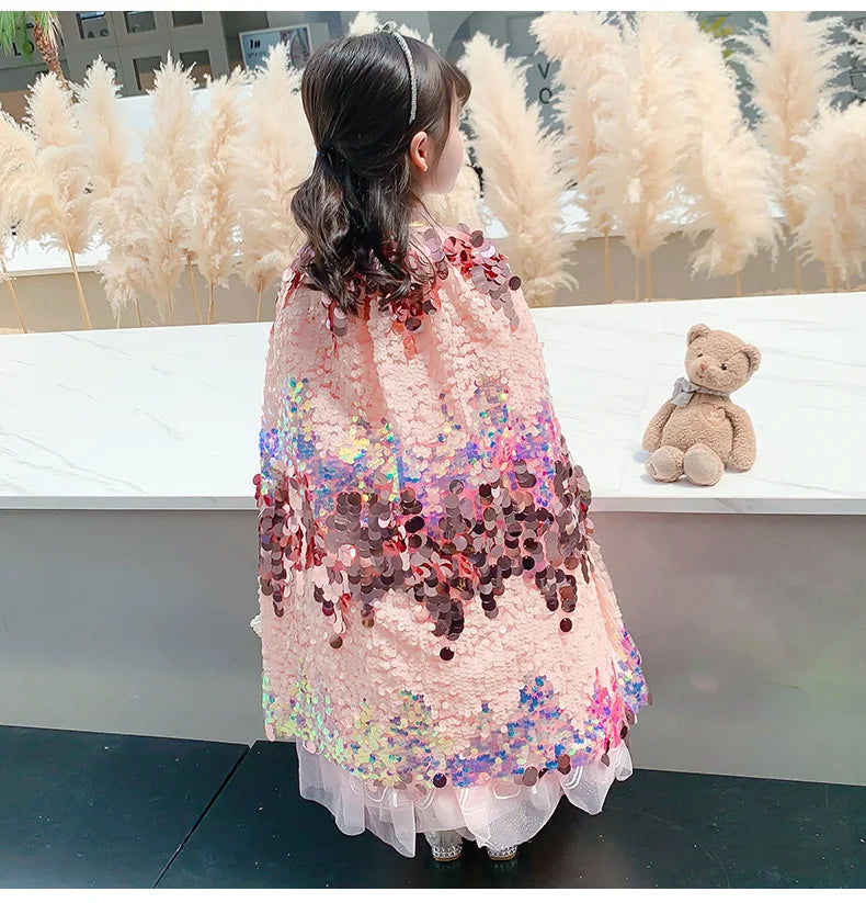 Glitzerzauber Pailletten-Umhang – Prinzessinnen-Kostüm für Kinder