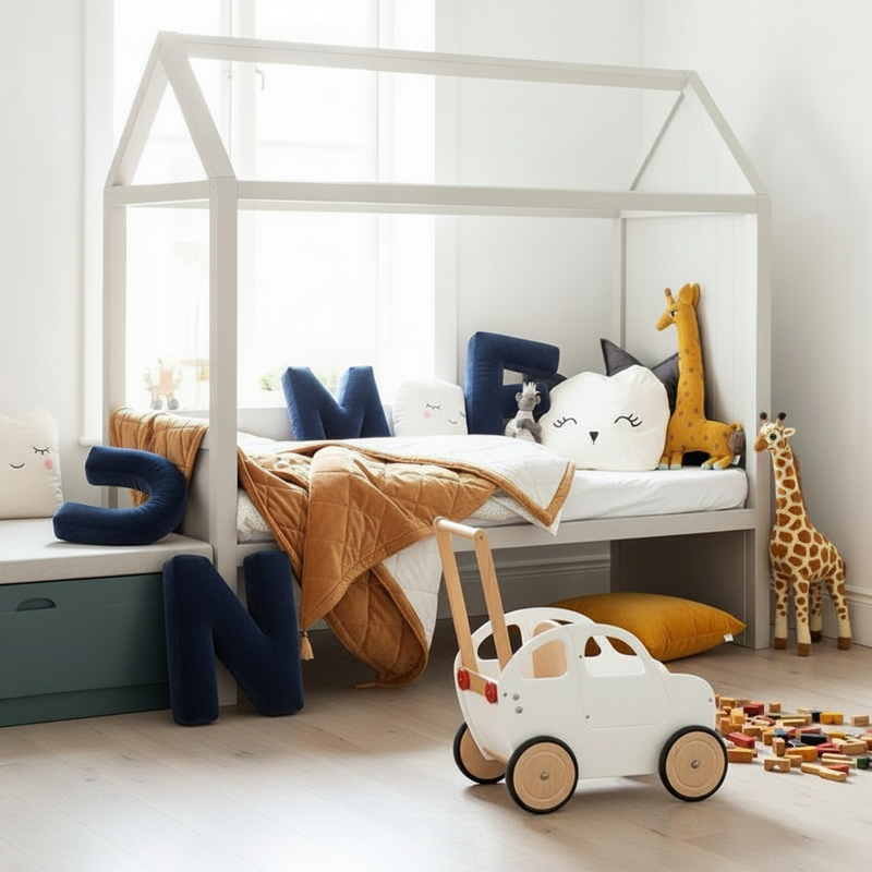 Dark Blue Letter Cushions Nursery