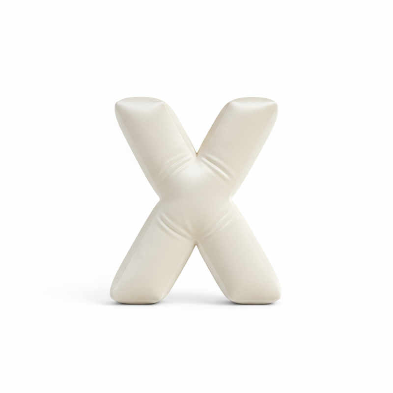 Rainbow Letters Premium Buchstabenkissen Off-White 40cm – 3D Samt